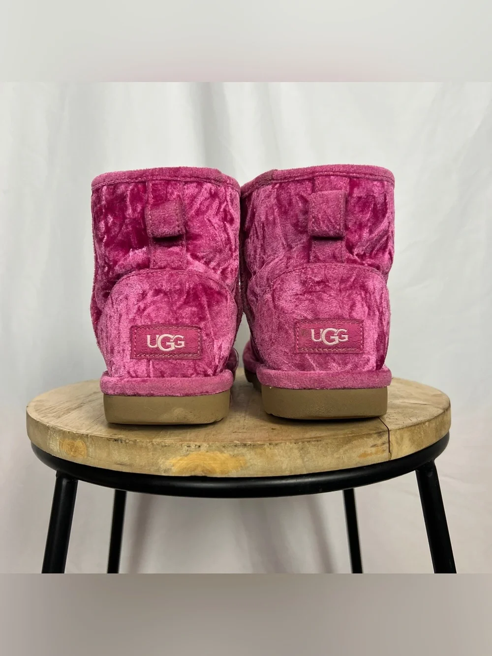 Ugg Classic Mini II Crushed Velvet Raspberry Sorbet Boots